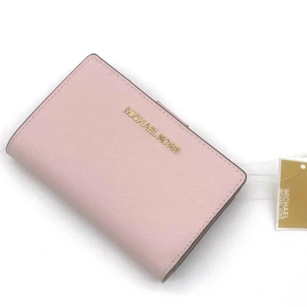 Michael Kors Medium Bifold Zip Chain Wallet Powder Blush (NWT)